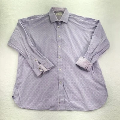Camisa Ted Baker Para Hombres 17.5 34/35 Púrpura Mini Cuadros Geométrica Resistencia Puño Abatible Foto 1 de 4