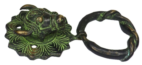 Cow Bull Head Shape Door Knocker Vintage Antique Style Handmade Brass Door Bell Cover