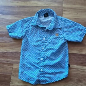 American Hawk Jungen Knopfleiste Größe 6 blau Rautenmuster Kurzarm Kragen - Bild 1 von 7