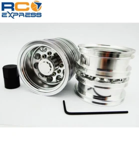 X Spede Tamiya 1/14 Tractor Silver Aluminum Rear Wheels (2) TTR114R08 - Picture 1 of 2
