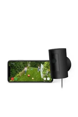 Ring Stick Up Cam Plug In Indoor Outdoor Camera Smart Security Black  - Image 1 of 3