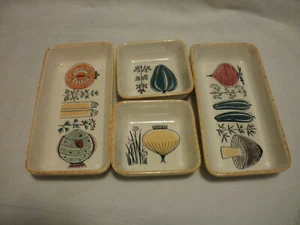  Wächtersbach Knabberschalen Dip SET  Gemüse Obst 4 tlg Vintage 50/60s Fabric - Bild 1 von 9