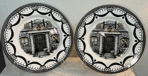 ROYAL STAFFORD 1666 Haunted House Witch Ghost Halloween Dinner Plates 2-Pc 11” - Picture 1 of 11