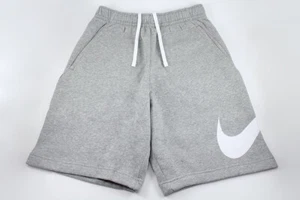 NIKE SPORTSWEAR CLUB FLEECE SHORTS GRAY/WHITE TRAINING SWOOSH COTTON ADULT MENS - Picture 1 of 6