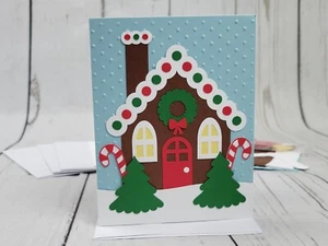 Merry Christmas Greeting Card Kit #25 [Lot of 4, Handmade, Gingerbread House] - Picture 1 of 6