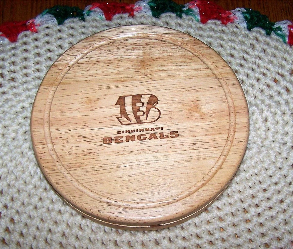 NFL Cincinnati BENGALS Brie Cheese Board and Tools Set 7.5" Diameter ~Great Gift - Image 1 of 1