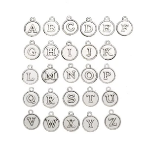 130pcs Round Letter A-Z Charms Pendants Initial Charms Dangle for Necklace - Picture 1 of 6