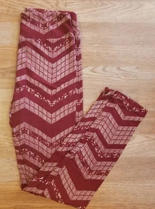 LuLaRoe OS Leggings weinrot rot rosa geometrisch Zick Zack Chevron EINHEITSGRÖSSE 2-10 - Bild 1 von 6
