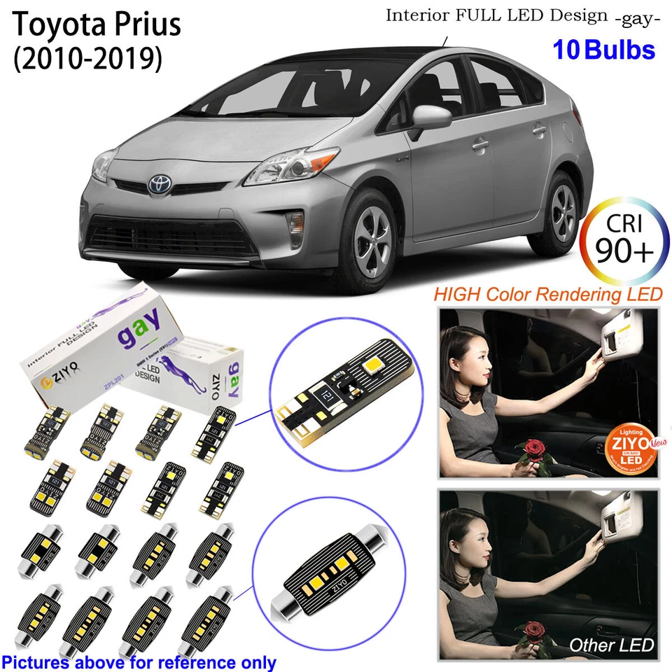 10 Bulbs Deluxe High CRI LED Interior Light Kit White For 2010-2019 Toyota Prius - Image 1 of 4