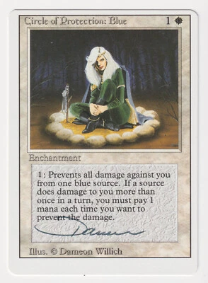 Miscut Signed Circle Protection Blue Proof LP Artist Dameon Willich MTG Misprint - Image 1 of 2