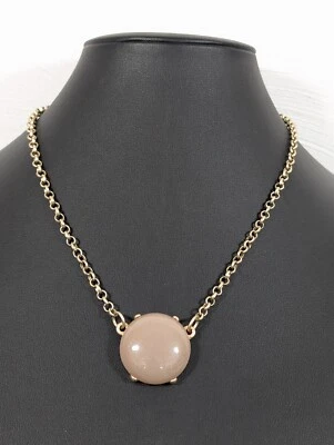 Collar de cadena Beachy Coastal Boho beige redondo cabujón tono dorado preppy 22 pulgadas Foto 1 de 4