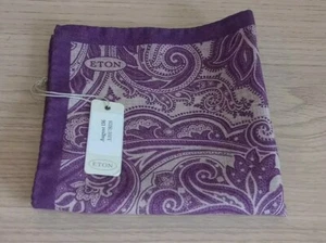 Eton Pocket Square Purple Paisley Design 100% Wool Made In Italy  - Picture 1 of 5