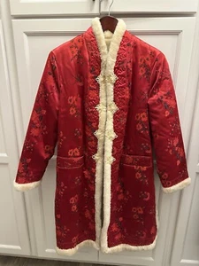 VTG Lucky Chinese Silk Fleece Lined Embroidered Floral Trditional Asian Jacket - Picture 1 of 22