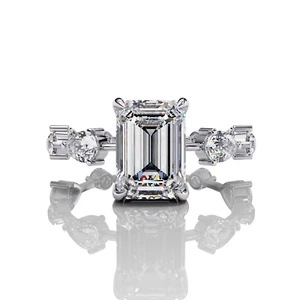 Stunning 2.8 cts Emerald Certified Lab Grown Diamond Engagement Ring 10k Gold - Picture 1 of 14