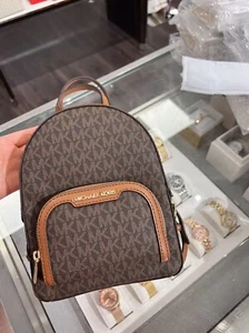 New Michael Kors MK Jaycee XS Extra Small Convertible Backpack Bag Brown Luggage - Picture 1 of 7