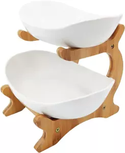 2 Tier Fruit Bowl,Ceramic Fruit Bowl for Kitchen Counter,Fruit Basket for Kitche - Picture 1 of 7