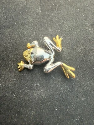 Nuevo Broche Prendedor Lia Sophia "Zippidy" Rana Dos Tonos Plata/Dorado Ojos Cristal Foto 1 de 4