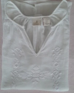 Catherine Malandrino Women's Med Pirate Blouse White Embroidered Top100% Cotton - Picture 1 of 9