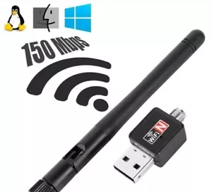 MINI ADATTATORE USB PC WIFI 150 MBPS ANTENNA CHIAVETTA WIRELESS INTERNET WIFI - Imagen 1 de 3