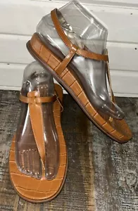 Sam Edelman taglia 8 Naomi sandalo alla caviglia marrone croc goffrato cinturino a T - Foto 1 di 11