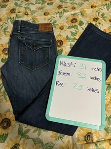 True Religion Billy Damenjeans Größe: 31 x 32 Denim Hergestellt in den USA Grunge süß Rock - Bild 1 von 13