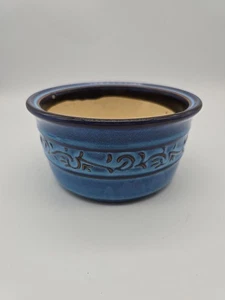 Fioriera in gres smaltato blu non smaltata all'interno - Foto 1 di 8