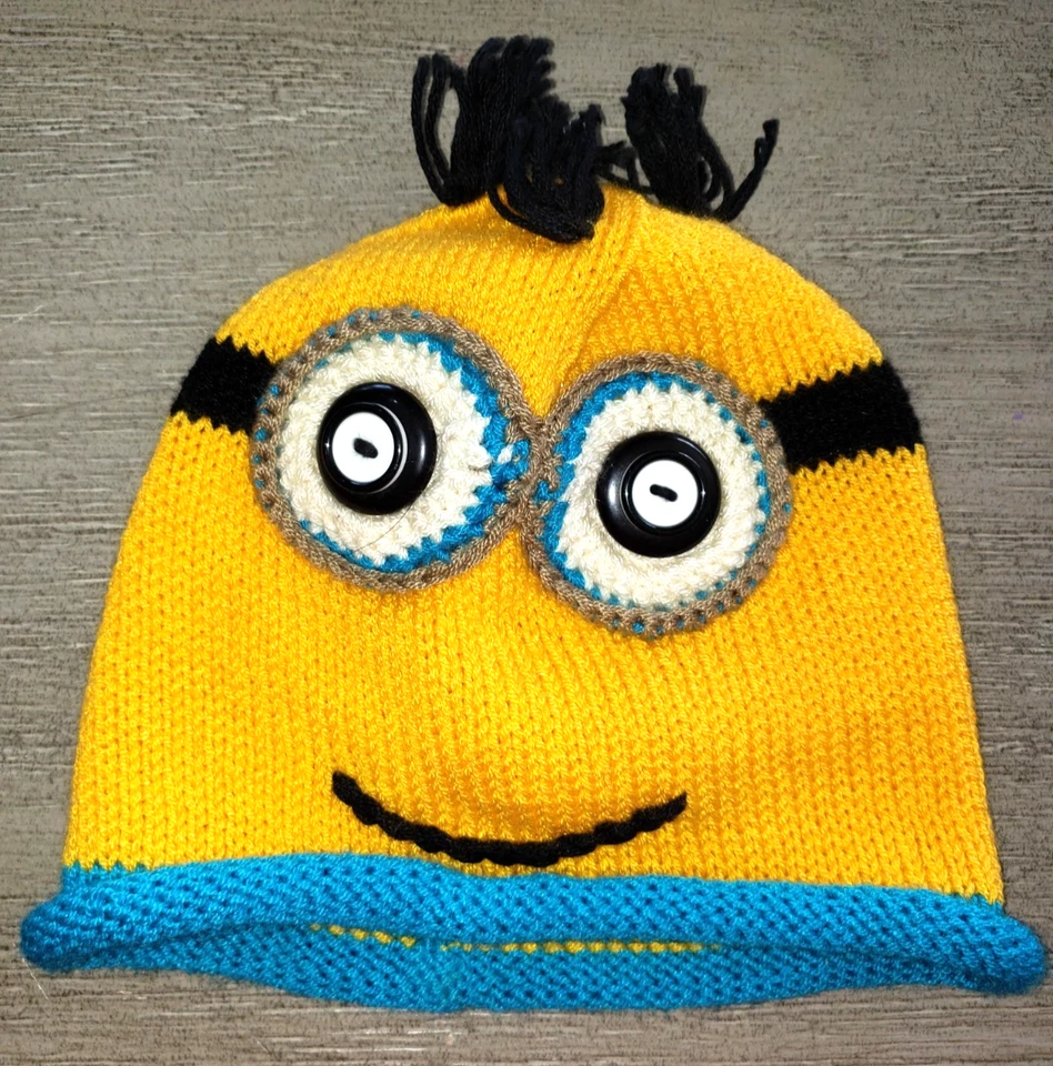 МАЛЬЧИКИ ДЕВОЧКИ МИНЬОН МАЛЫШ РАЗМЕР ЗИМНЯЯ ВЯЗАНАЯ ШЛЯПА ГЛАЗНЫЕ ЯБЛОКИ ВОЛОСЫ ТАК МИЛО! - Изображение 1 из 1