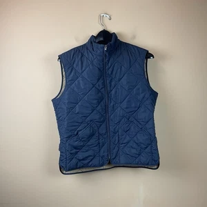 Chaleco J Crew Auténtico Exterior Cremallera Completa Edredones Para Hombres L Azul Poliéster - Imagen 1 de 8