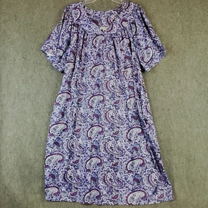 Anthony Richards House Dress 2X MuMu Blue Paisley Print Short Sleeve Pockets - Picture 1 of 4