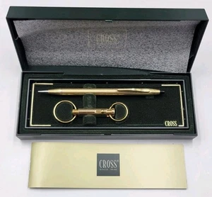 Cross 10k Gold Ballpoint Pen & Keychain Set Made In Usa 4572 - Picture 1 of 19