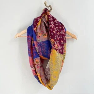 Moksha Anthropologie Fine Wovens 100% Wool Patchwork Print Infinity Scarf - Bild 1 von 6