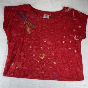 Top Global Village Pequeño Rojo Batiked Rojo Púrpura Fresco Verano Estrella Libélula - Imagen 1 de 8