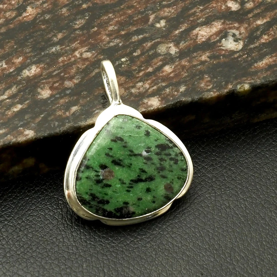 Colgante de piedras preciosas étnicas de zoisita de rubí hecho a mano acabado alto joyería 1,76" AP-42449 Foto 1 de 1