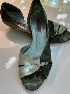 GUILLAUME HINFRAY EXQUISITE OPEN-TOE KITTEN HEEL IN MULTI-COLOR PYTHON S39 - Bild 1 von 22