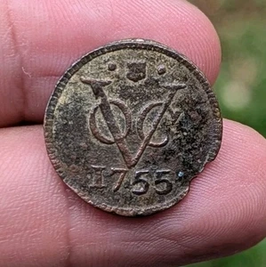 RARE 1755 Netherlands Voc Duit New York Penny UTRECHT Brass Not Copper Coin_z164 - Picture 1 of 6
