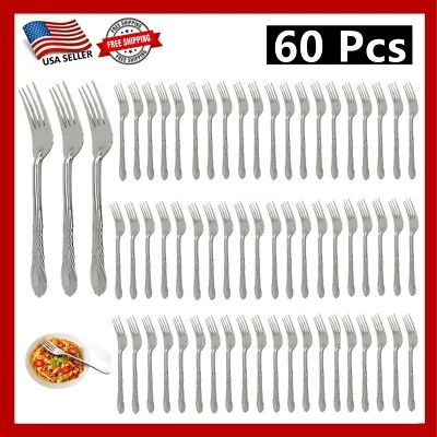 60 Pieces Stainless Steel Dinner Forks Flatware Tableware Set Kitchen 7.25 inch - Image 1 of 4
