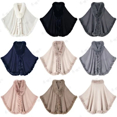 Para mujeres Baile de graduación Genuino Piel de Conejo Tejido Capa Estola Boda Chal Envolturas Invierno Foto 1 de 4