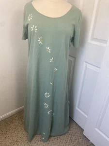 Vintage 2X Maxi Dress 100% Cotton Cottage Core Daisy Y2K Bohemian Modest - Picture 1 of 12
