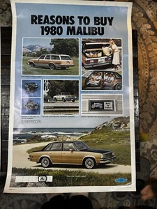 Vintage 1979 Chevrolet Dealership Showroom Poster 1980 Malibu 36” x 23” - Bild 1 von 5