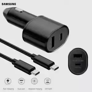 60W Samsung Super Fast Charging Dual Car Charger 2 Port USB-C & USB-A (45W+15W) - Picture 1 of 2