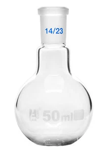 Eisco Labs 50ml Boiling Flask with 14/23 Joint, Flat Bottom - Borosilicate Glass - Picture 1 of 1