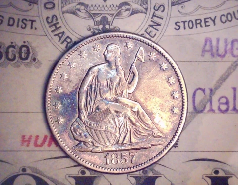 ** KEY DATE 1857 S Seated Liberty Half Dollar ~ Vibrant Toned Super Scarce Coin! Cover