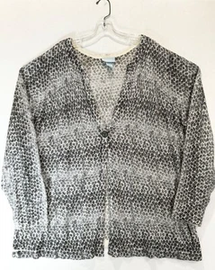 Liz and Me Cardigan Sweater Womens 3X 26 28W Grey Beige One Button Knit - Picture 1 of 6
