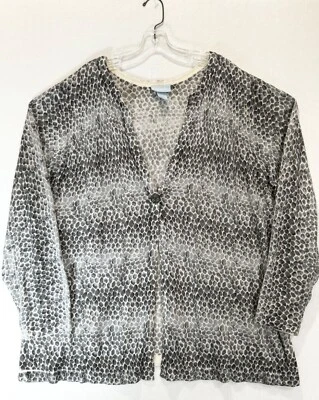 Cárdigan Suéter Mujer Liz and Me 3X 26 28W Gris Beige Tejido Un Botón Foto 1 de 4