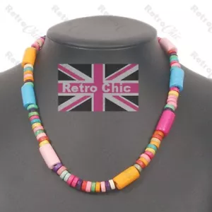 SPASS mehrfarbig SOMMER FESTIVAL Choker HALSKETTE Holzperle PERLEN metallfrei - Bild 1 von 4
