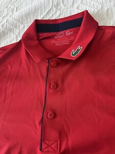 LACOSTE Sport Men's Red Solid Short Sleeve Golf Polo Shirt US Size S