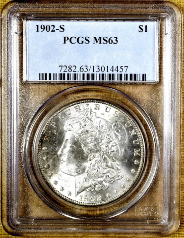 1902-S PCGS MS63 Morgan Dollar - 99% Blazing White Cover