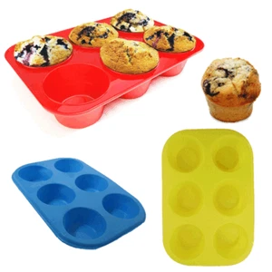 Silicone Muffin Mold 6 Cup Non-Stick Tray Cupcake Pastry Oven Bake - Picture 1 of 1