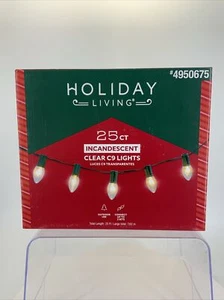 Holiday Living 25 Ct Incandescent Clear White C9 Lights 25 Ft - Picture 1 of 3