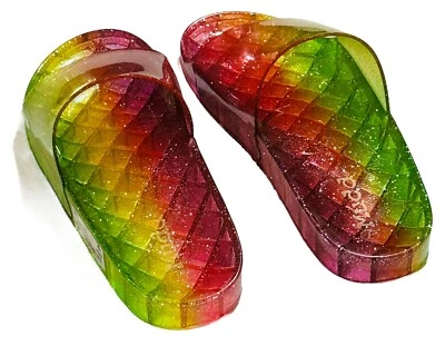 NUEVO “Mudd” Brillo Iridiscente Toboganes Mujer Talla 7 Acuarelas Arco Iris SIN CAJA Foto 1 de 4